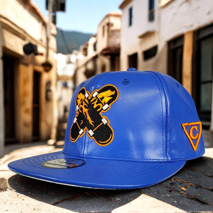 Ride With Us Snapback - Blue Artificial Leather