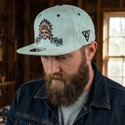 Ancestor Spirits Snapback - Light Mint Green Suede
