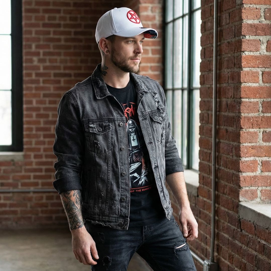 Casquette de baseball incurvée Cursed Nun - Gris clair