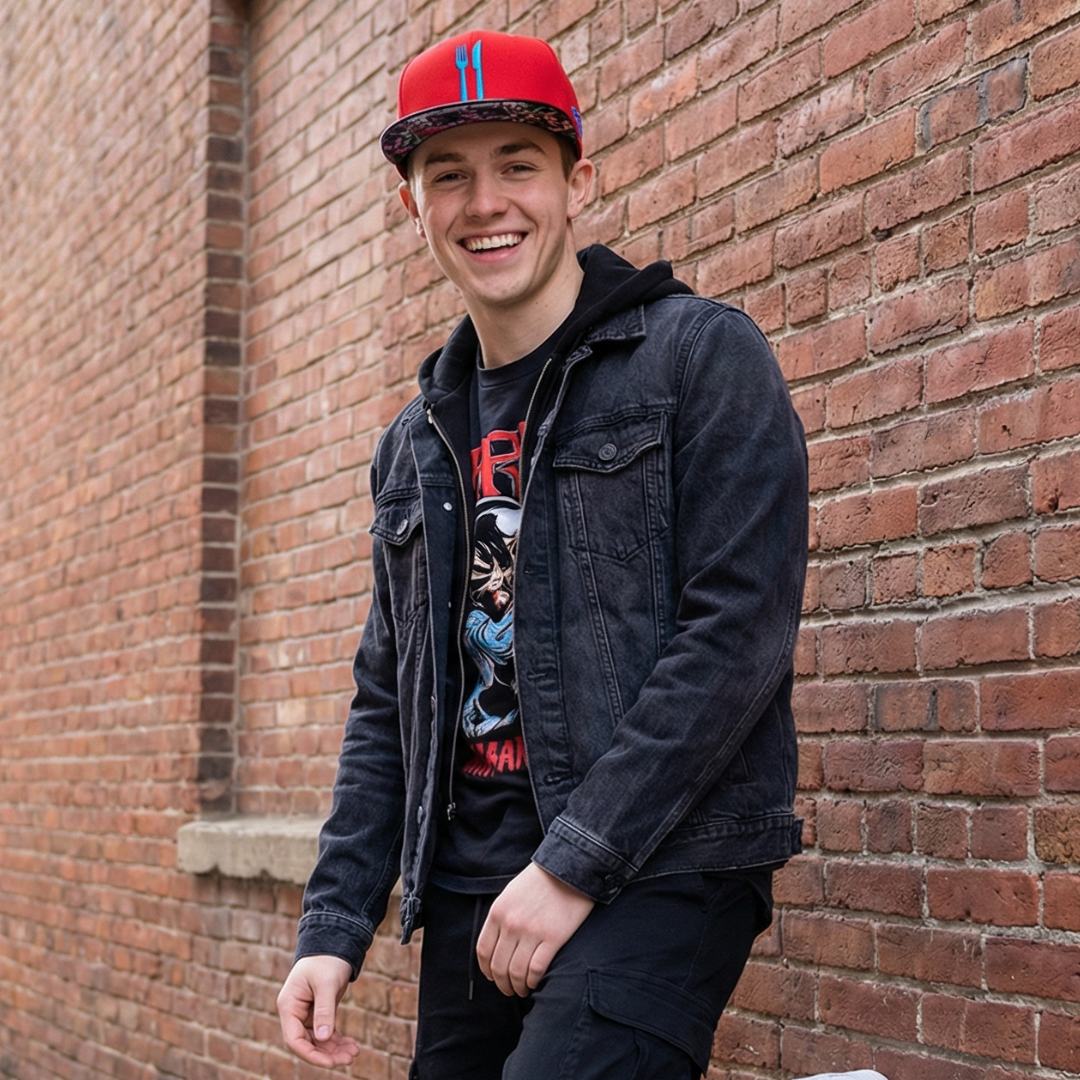 Casquette Snapback Dinner Time - Rouge/Noir métallisé