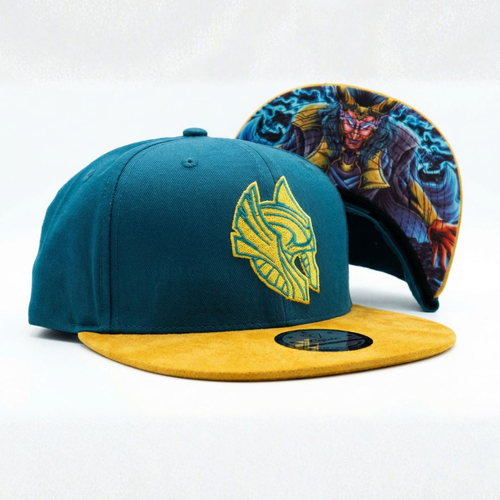 Loki Snapback - Blue/Yellow Suede | CAPICHE CAPS