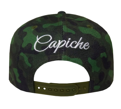 Green Camo Snapback - Suede Brim - Capiche Caps Suede