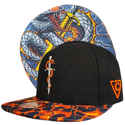 Lava Venom Snapback - Black/Orange Lava Pattern