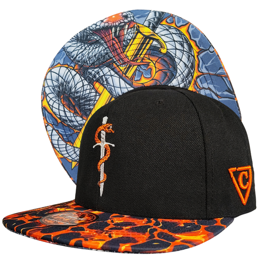 Lava Venom Snapback - Black/Orange Lava Pattern