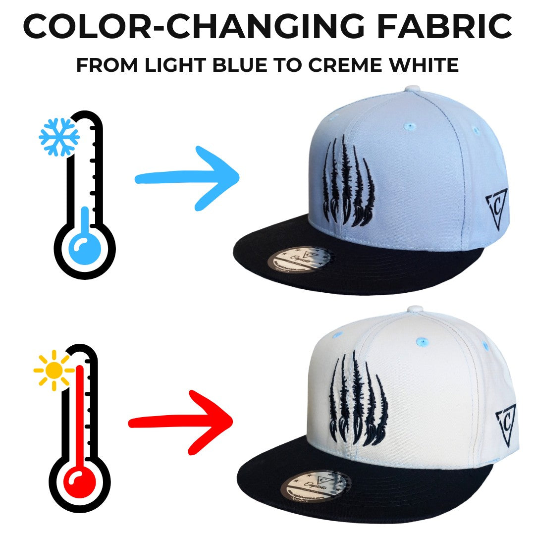 COLOR-CHANGING Polar Bear Snapback - Light Blue to Creme White