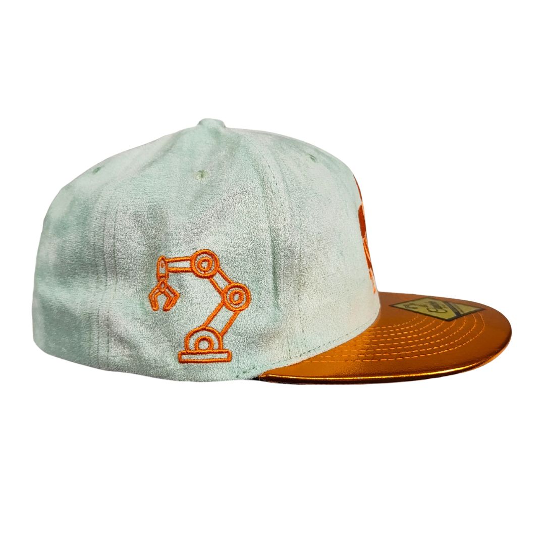 Robot Anubis 3.0 Snapback - Light Mint Suede/Orange Crackling Metallic