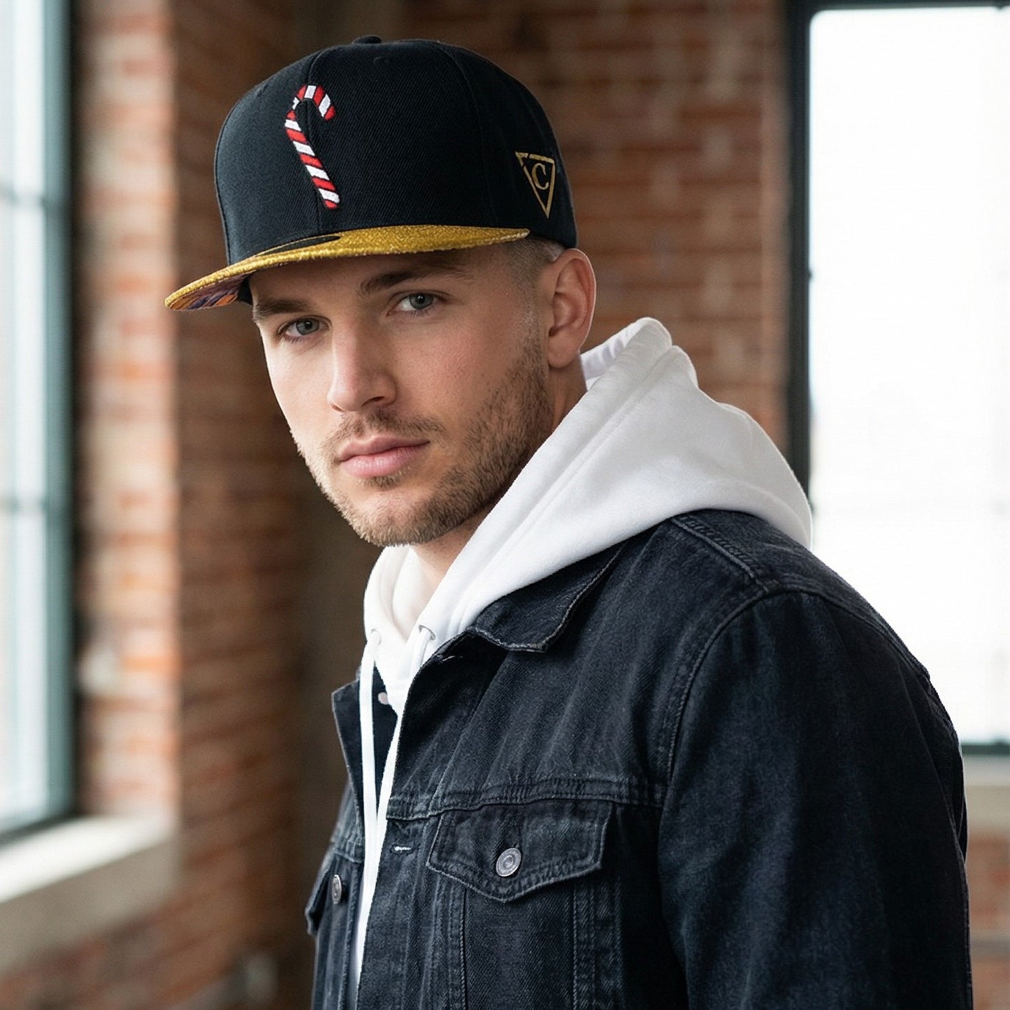 Holiday Feast Snapback - Black/Gold Glitter