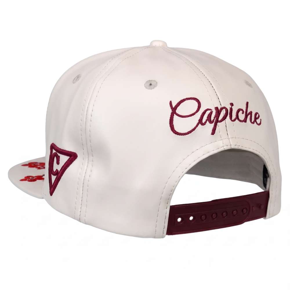 Robot Geisha Snapback - White Artificial Leather/Red Cherry Blossom