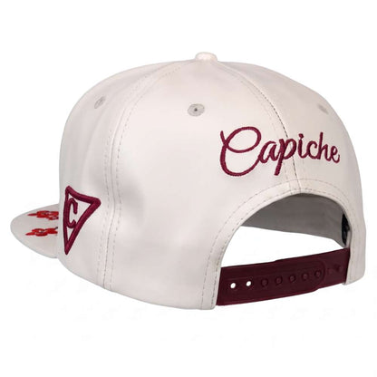 Robot Geisha Snapback - White Artificial Leather/Red Cherry Blossom