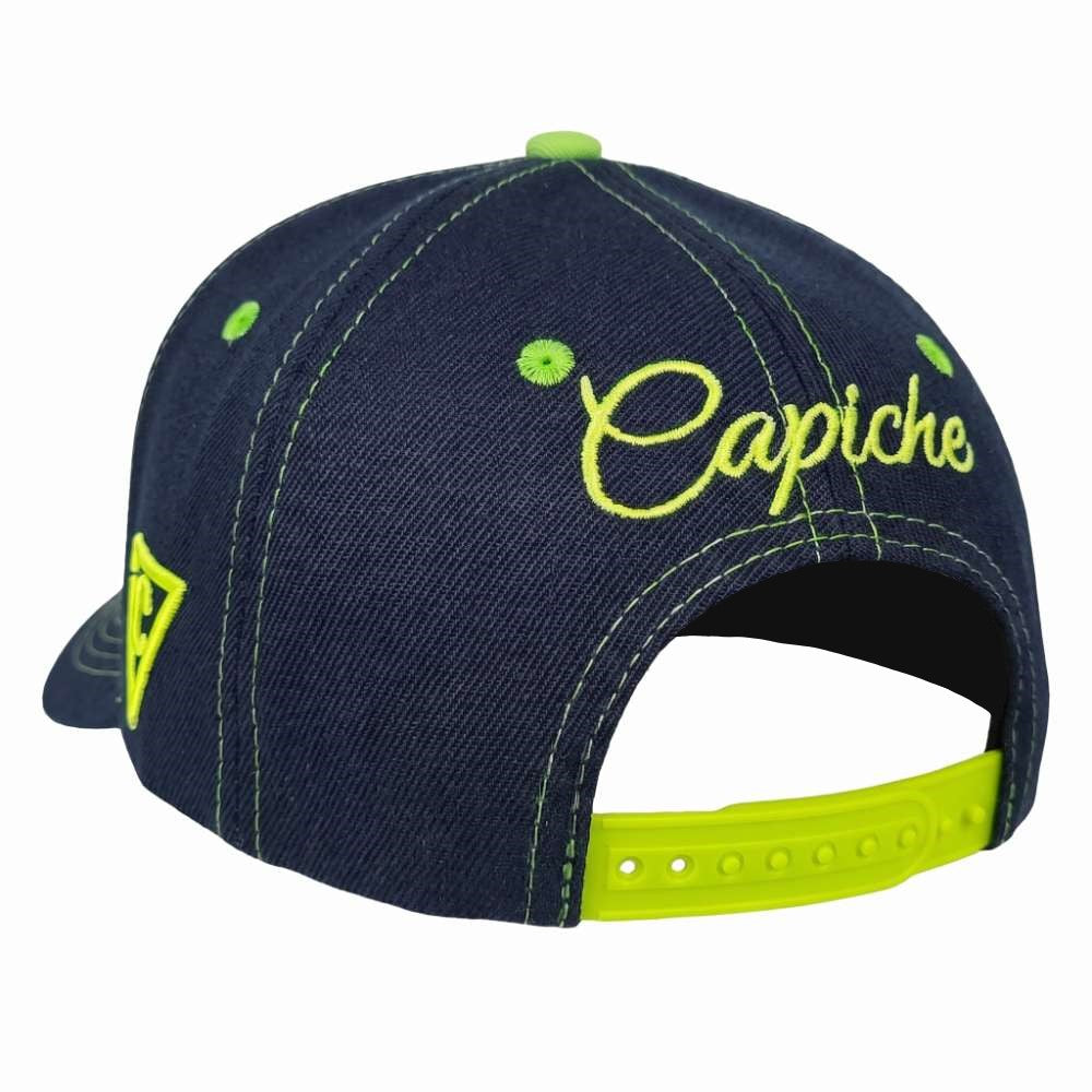 Night Owl Curved Cap - Night Blue/Neon Green Stitching