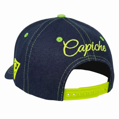 Night Owl Curved Cap - Night Blue/Neon Green Stitching