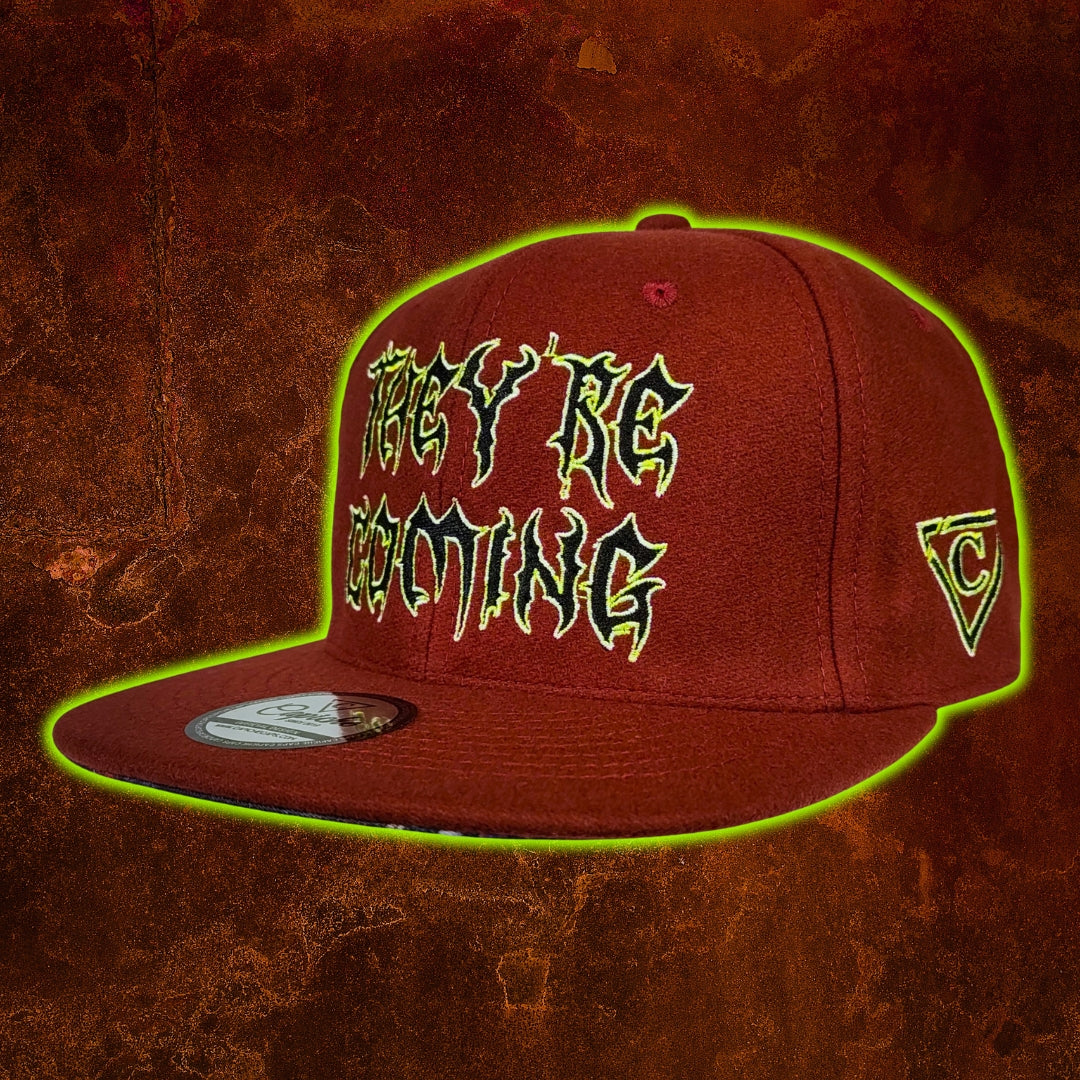 They're Coming Snapback - Rust Red Felt Fabric