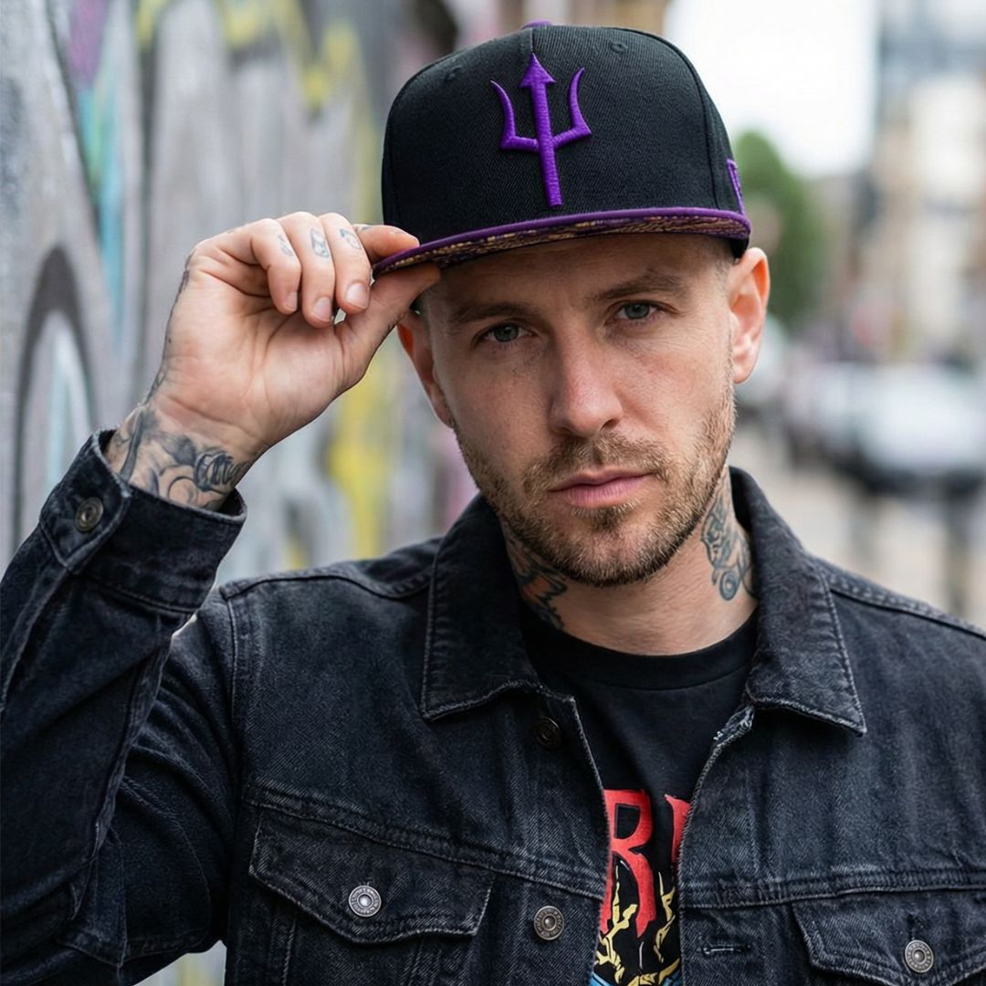 【GRAPE】Code Print Striped Hooded Hat Hydra Snapback - Black/Purple | CAPICHE CAPS