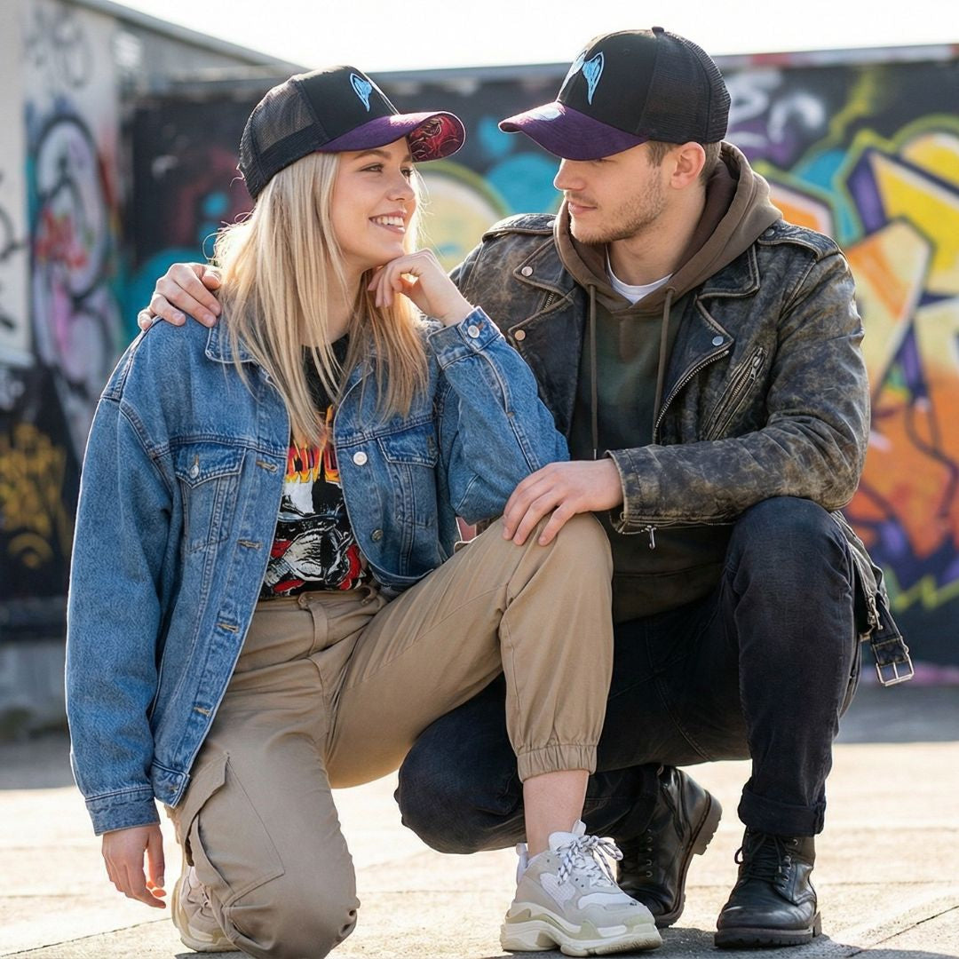 Angels of Death Trucker Cap - Black/Purple Suede