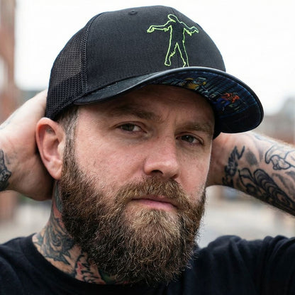 Casquette Trucker Zombie Apocalypse - Noir/Vert foncé métallisé craquelé
