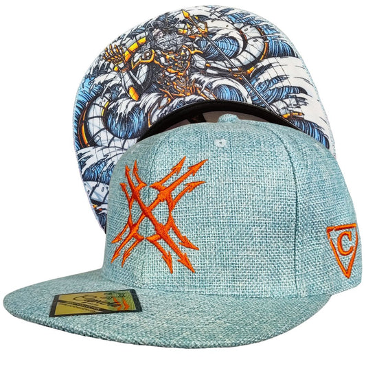 Casquette Snapback Robot Poseidon - Coton épais bleu clair