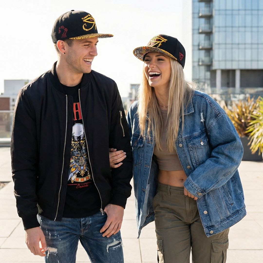 Robot Horus Snapback - Black/Yellow Egyptian Pattern