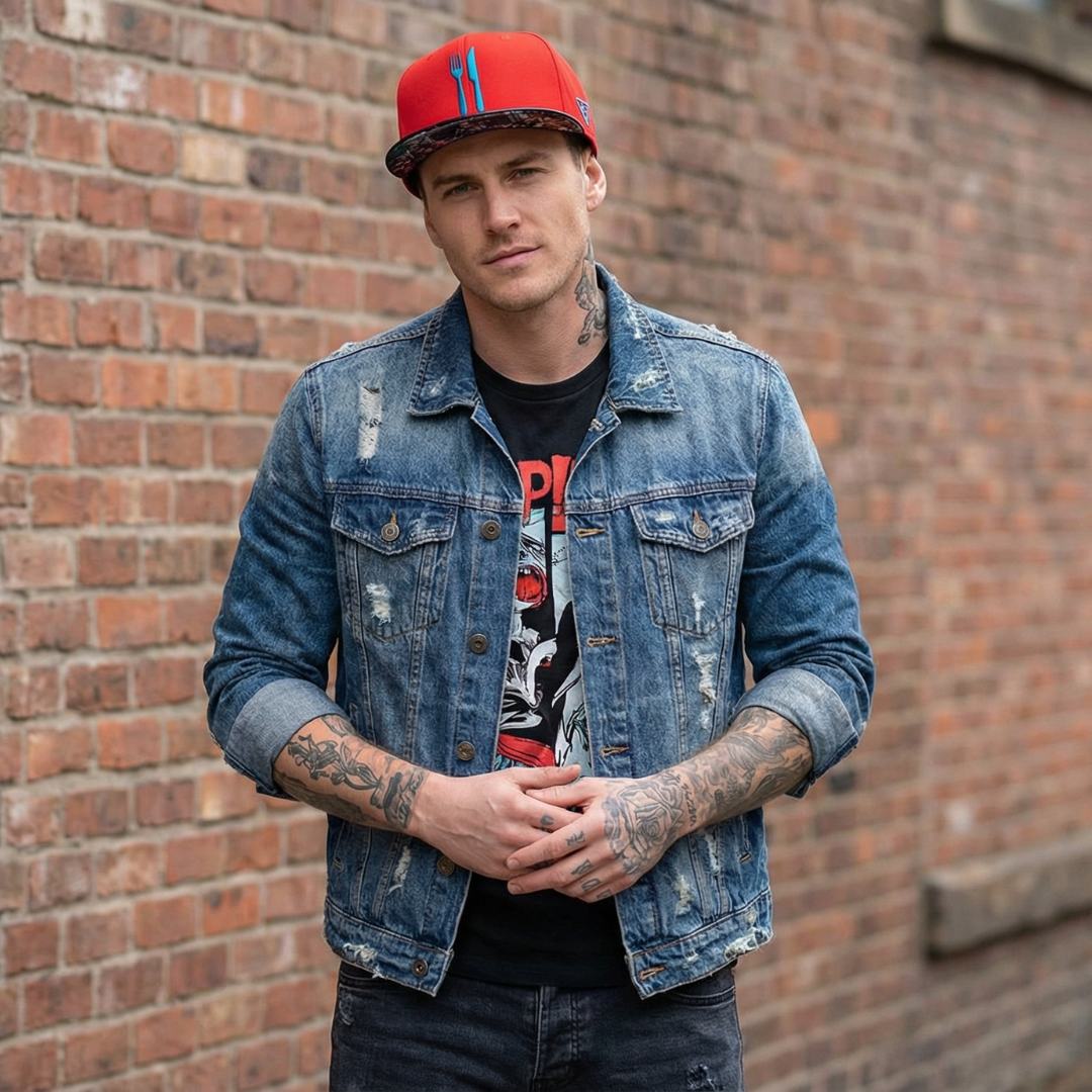 Casquette Snapback Dinner Time - Rouge/Noir métallisé