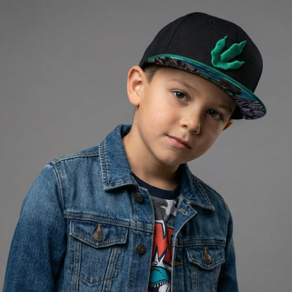 Cappellino Snapback T-rex taglia bambino - Nero/Verde