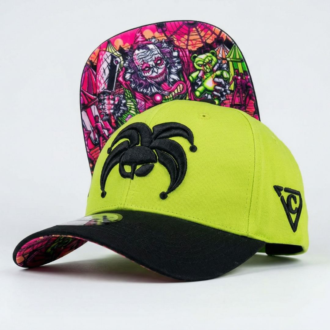 Carnival Clown Curved Baseball Cap - Neon Green | CAPICHE CAPS