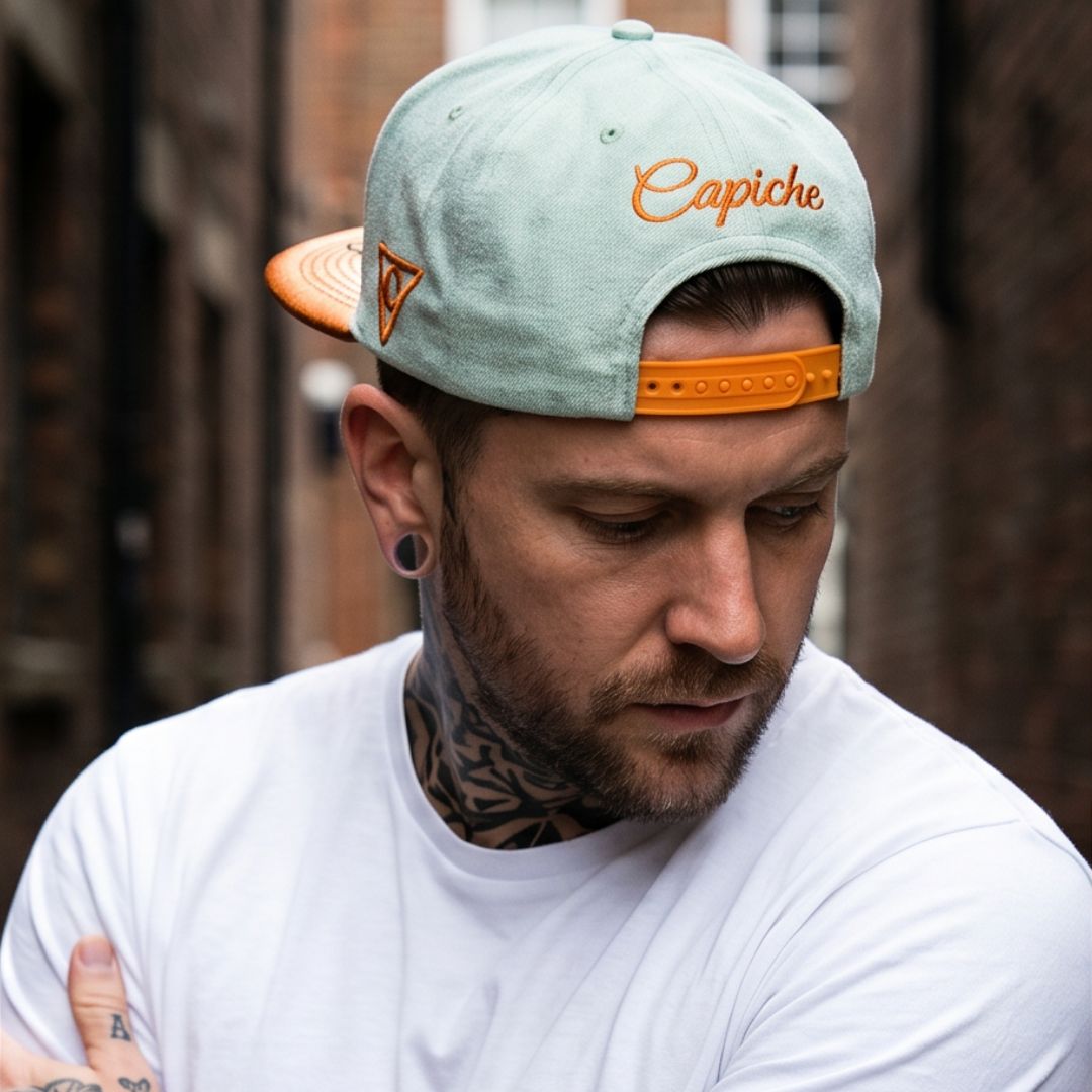 Robot Anubis 3.0 Snapback - Light Mint Suede/Orange Crackling Metallic