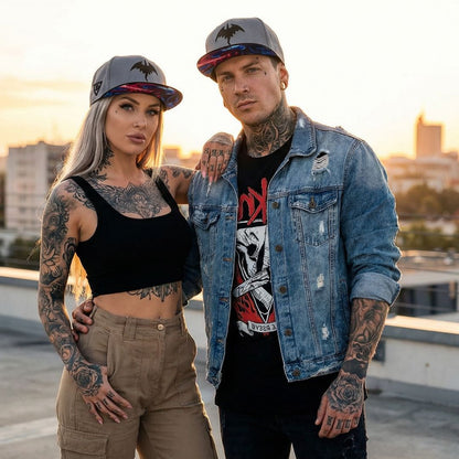 Fire Dragon Snapback - Grau/Schwarz