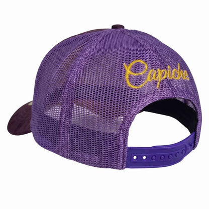 Demon Trucker Cap – Lila Wildleder & goldener Faden