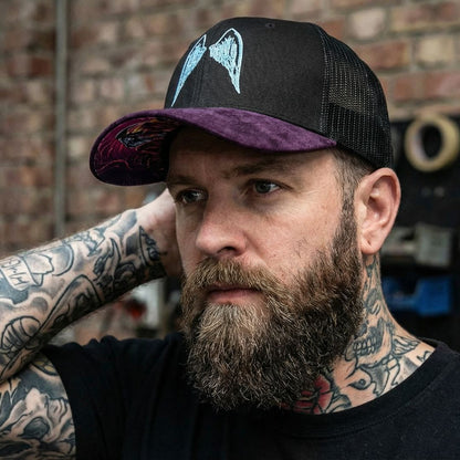 Angels of Death Trucker Cap - Black/Purple Suede