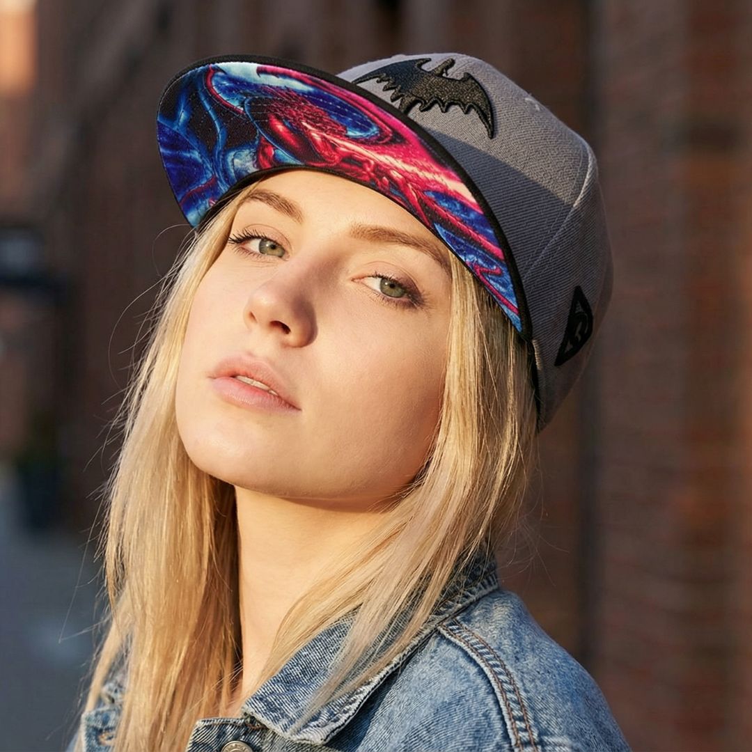 Fire Dragon Snapback - Grau/Schwarz