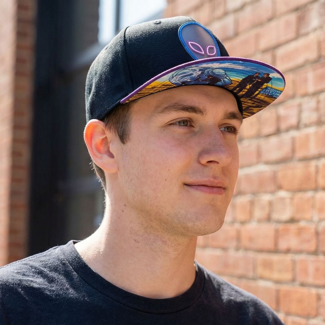 Snapback UFO Crash - czarna/fioletowa i przezroczysta guma 