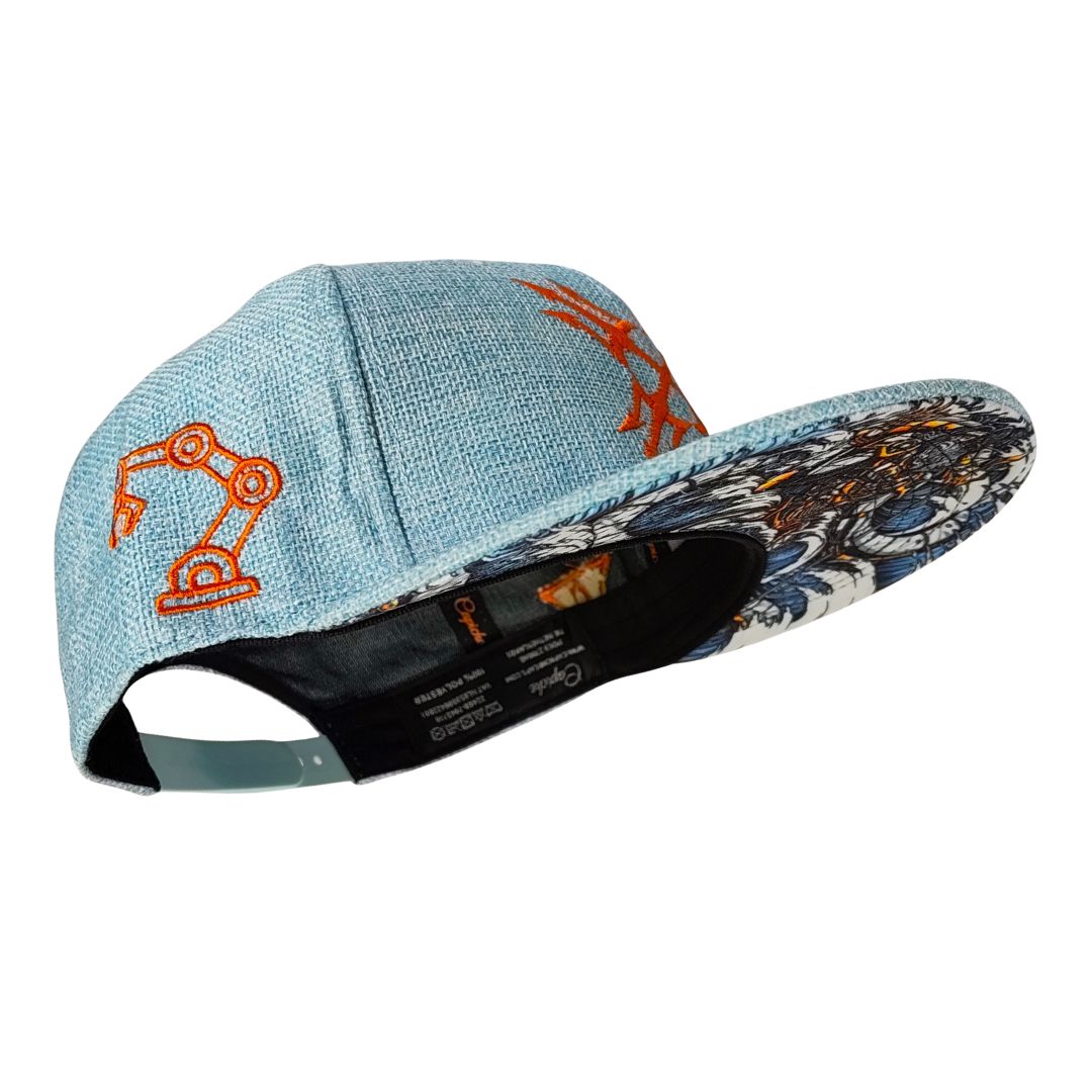 Robot Poseidon Snapback – Hellblau, dicke Baumwolle