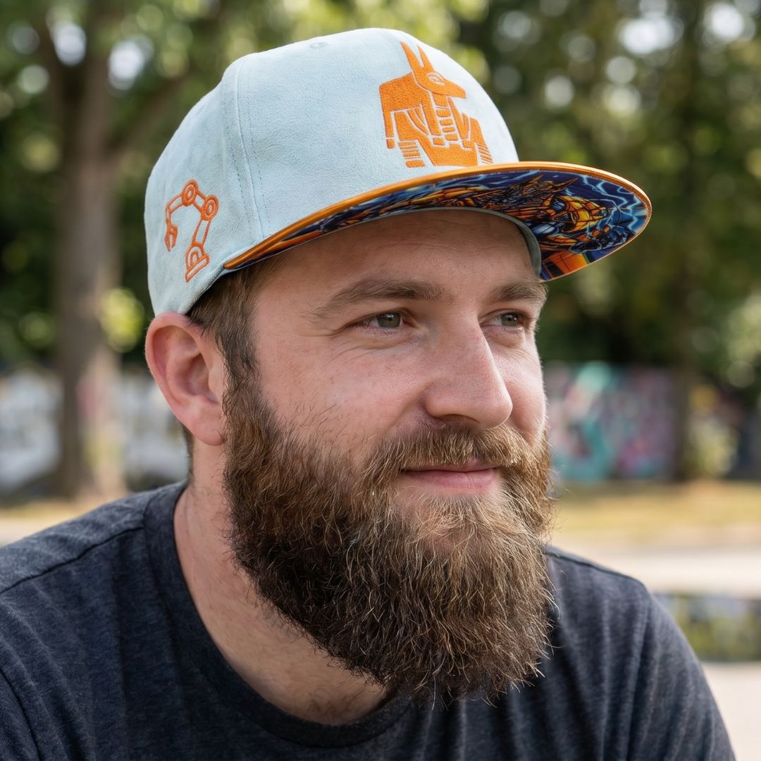 Robot Anubis 3.0 Snapback - Light Mint Suede/Orange Crackling Metallic