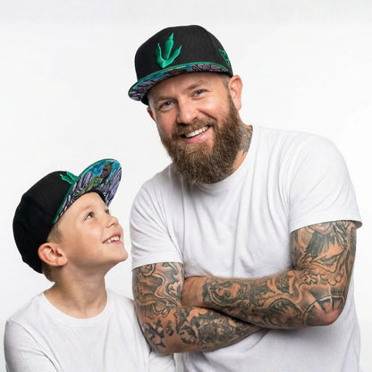 Cappellino Snapback T-rex taglia bambino - Nero/Verde