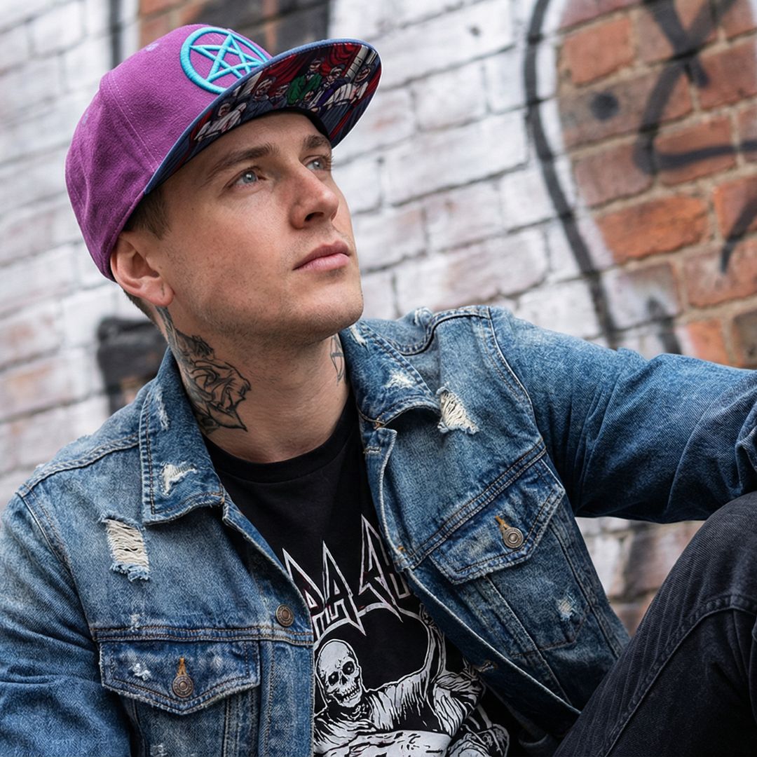 Gorra Snapback Familia maldita - Ante morado / azul