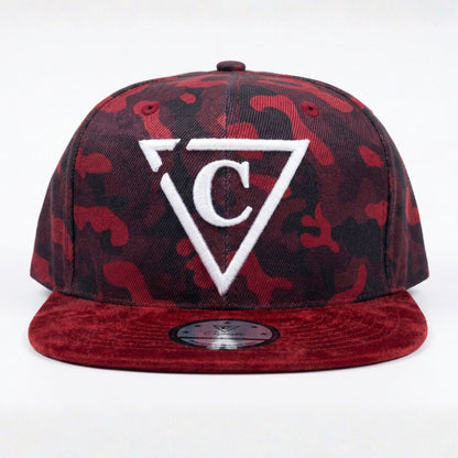 Cappellino Snapback mimetico rosso - Visiera in pelle scamosciata