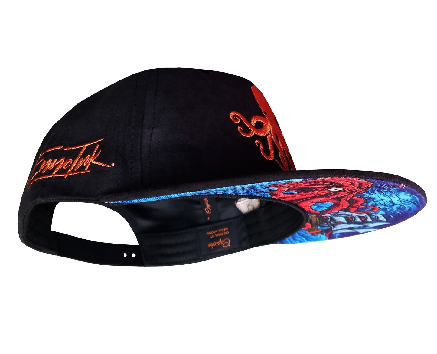 Enno_Ink x Capiche Collab Snapback Black Suede - Octopus - Capiche Caps Black