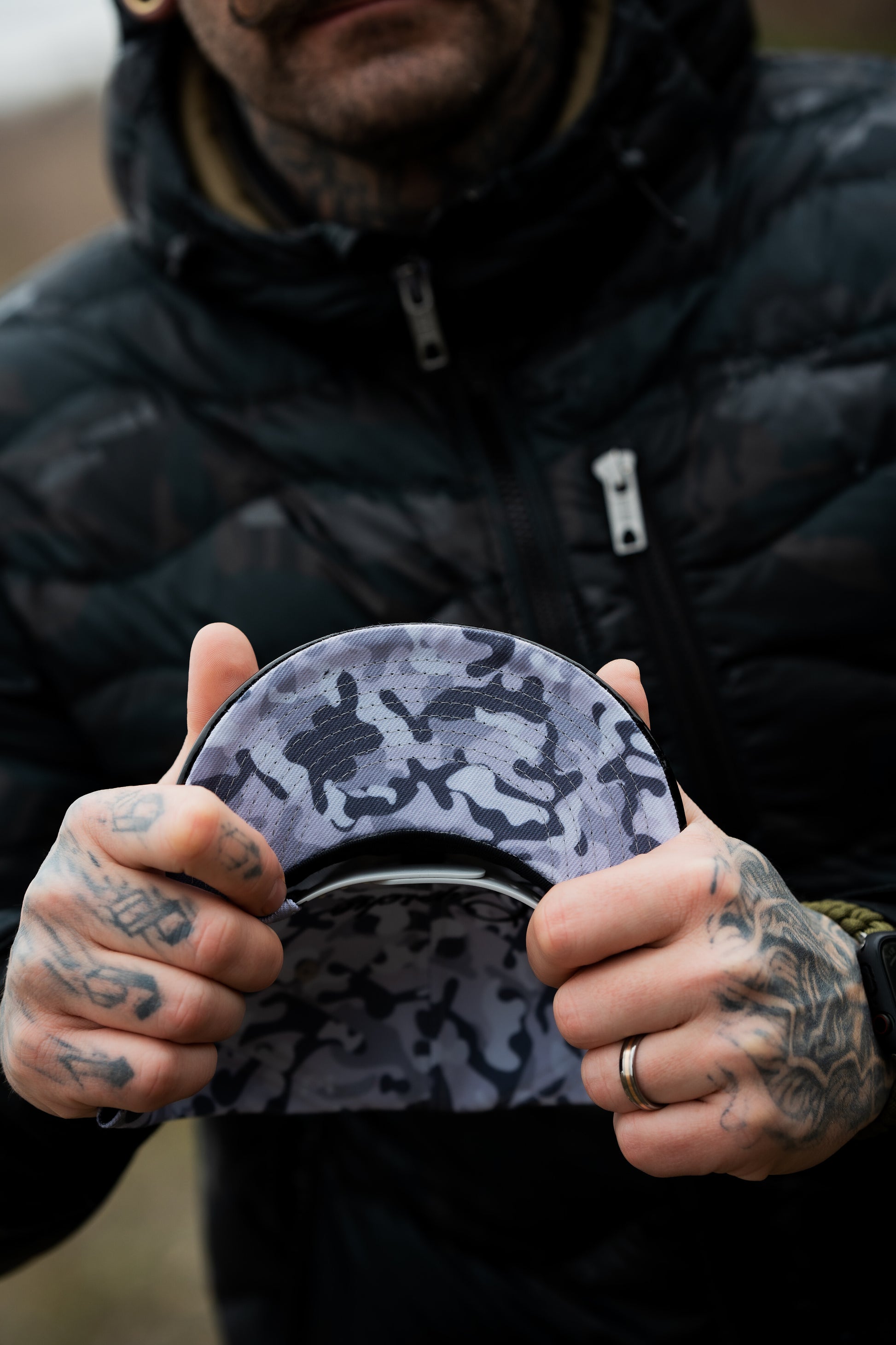 Grey Camo Snapback - Grey - Capiche Caps Black