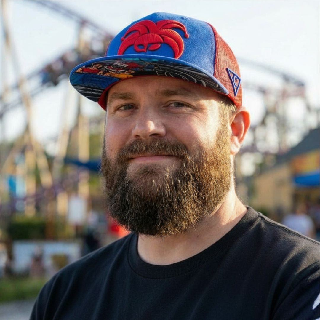 Wild Ride Trucker Snapback - Blauw suède/rood gaas