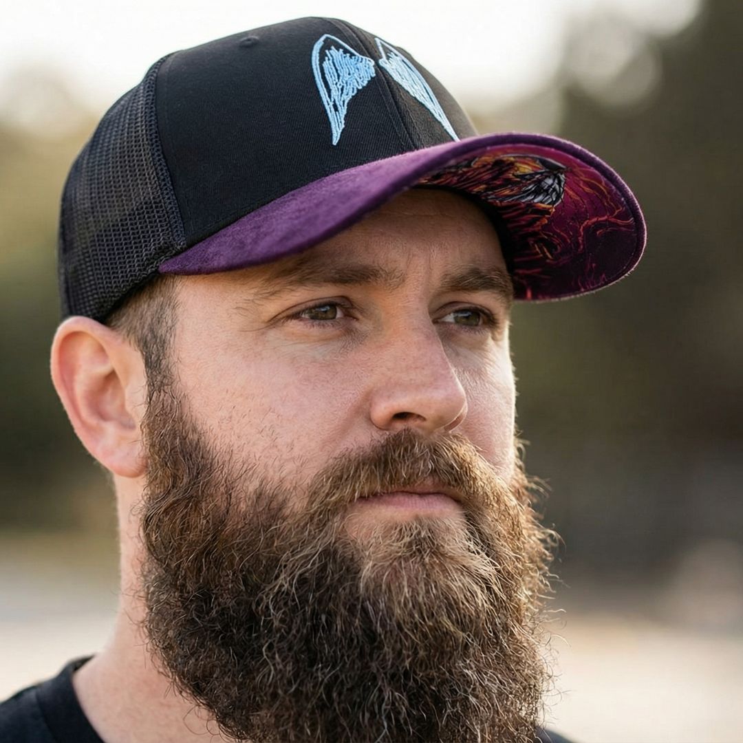 Angels of Death Trucker Cap - Black/Purple Suede
