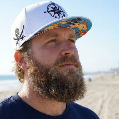 Treasure Map Snapback - White