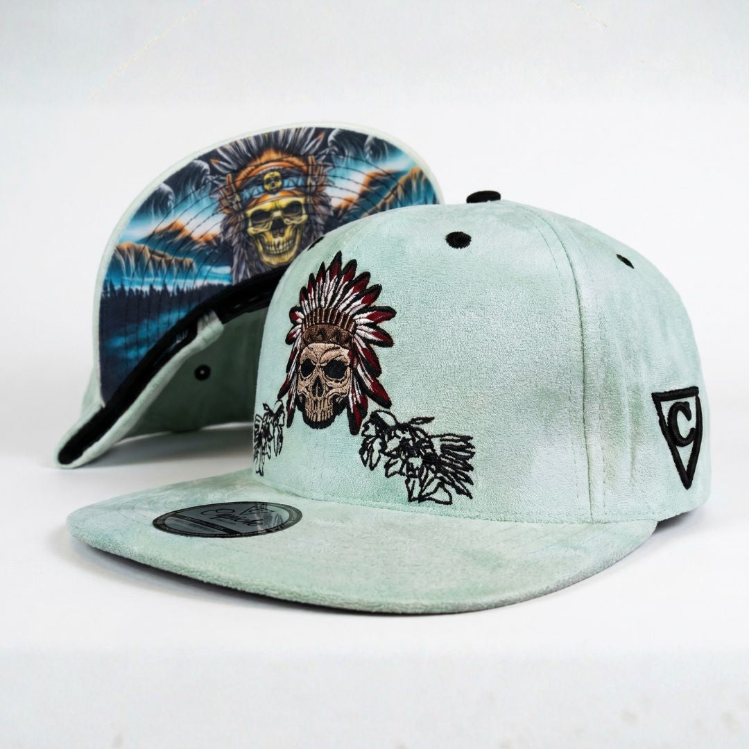 Ancestor Spirits Snapback - Light Mint Green Suede