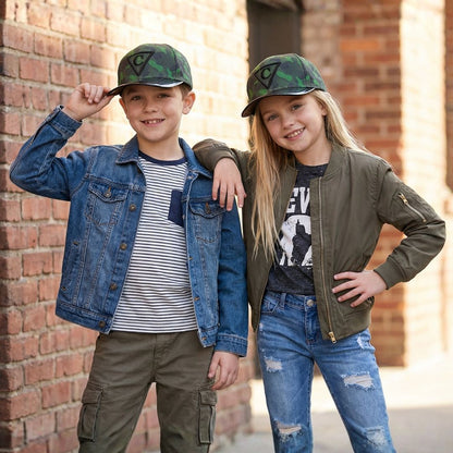 Cappellino baseball mimetico verde taglia bambino - Verde/Nero metallizzato
