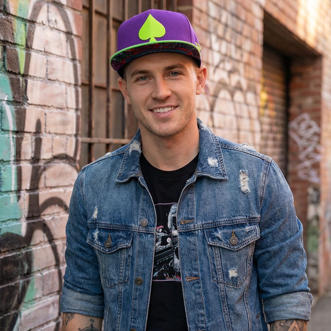 Black Jack Snapback - Purple/Neon Green | CAPICHE CAPS