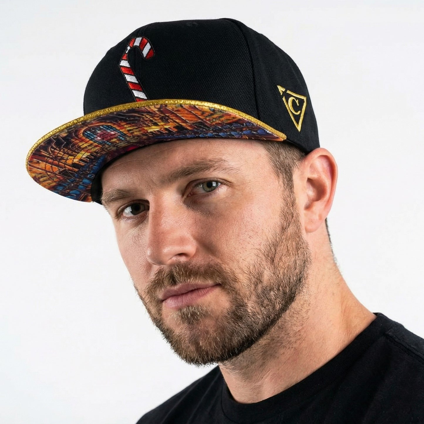 Holiday Feast Snapback - Black/Gold Glitter