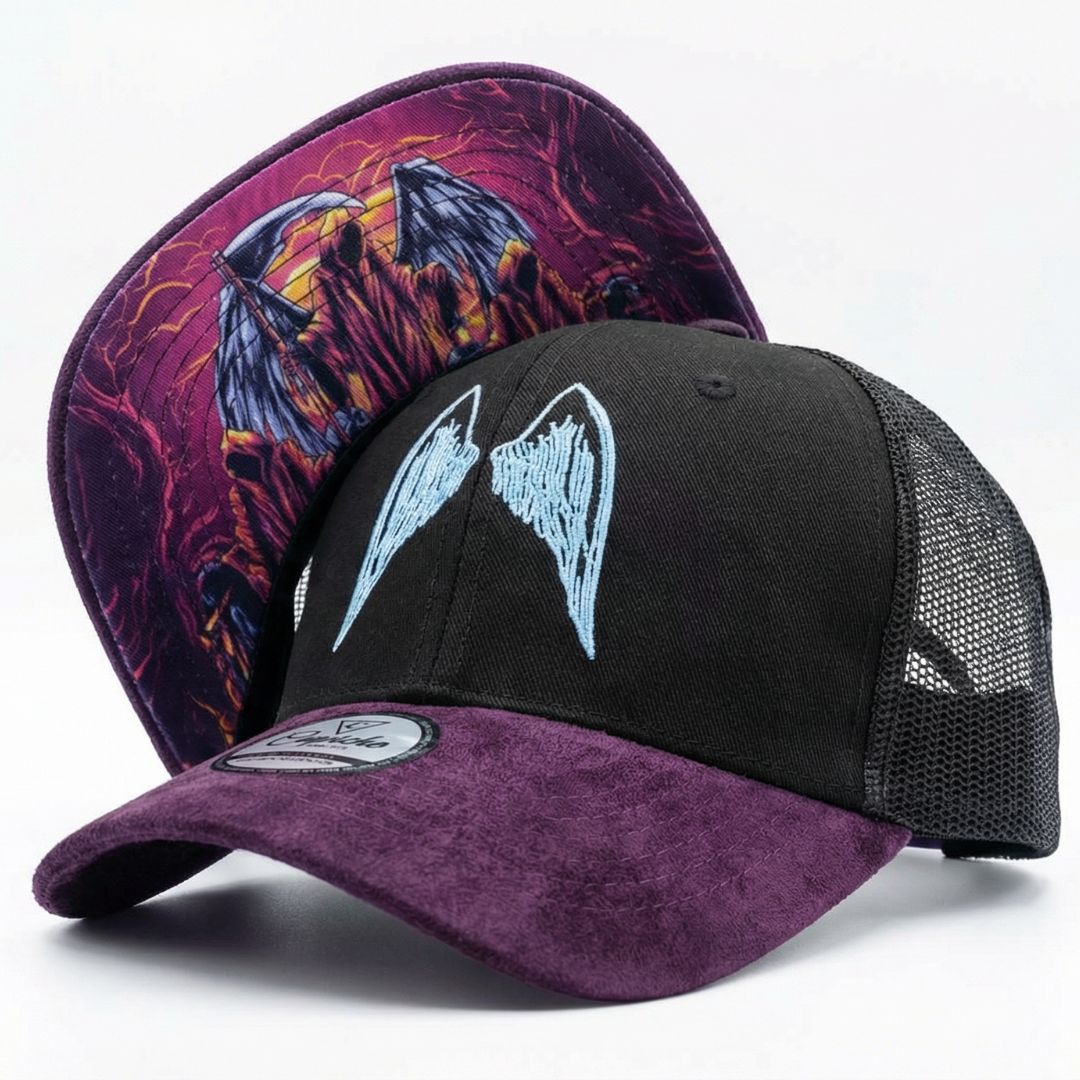 Angels of Death Trucker Cap - Black/Purple Suede