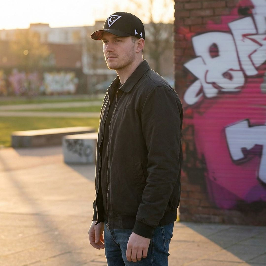 Red Devil Curved Baseball Cap - Black