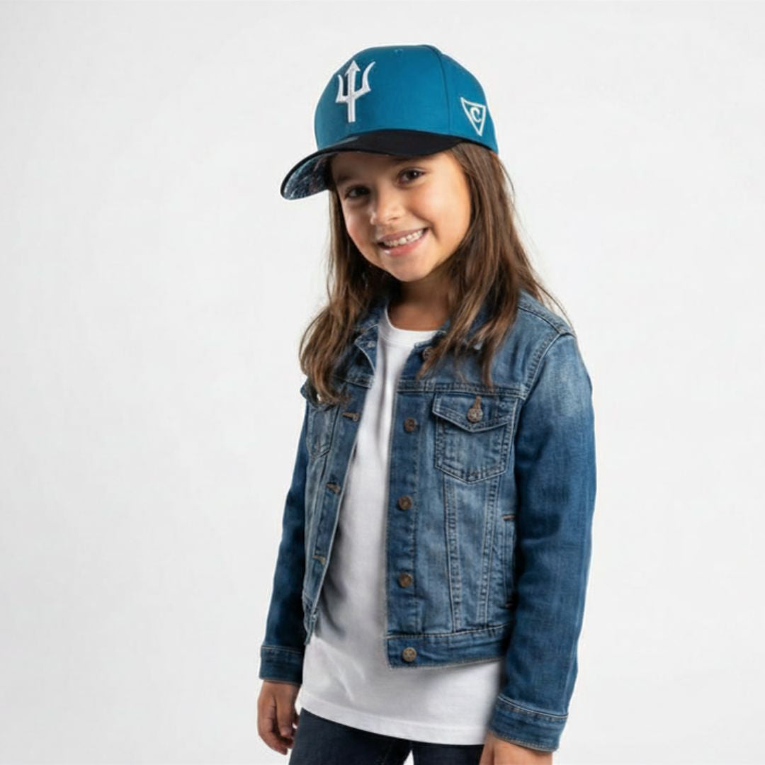 Poseidon Curved Cap Kindergröße - Schwarz/Blau