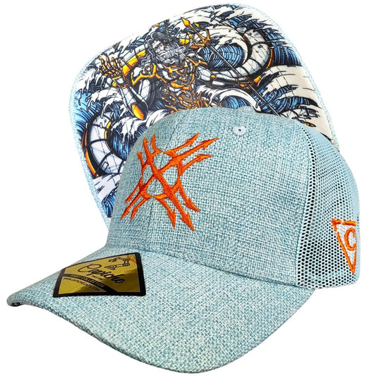 Robot Poseidon Trucker Cap - Light Blue Thick Cotton