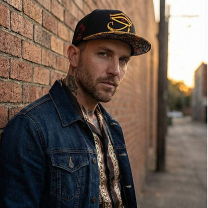 Robot Horus Snapback - Black/Yellow Egyptian Pattern