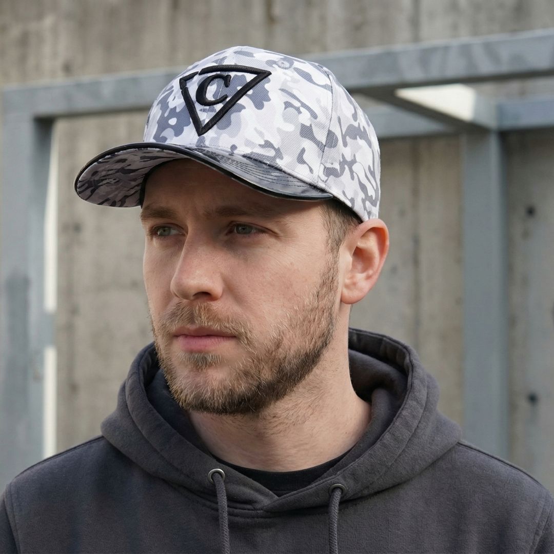 Grey Camo Curved Baseball Cap - Grey